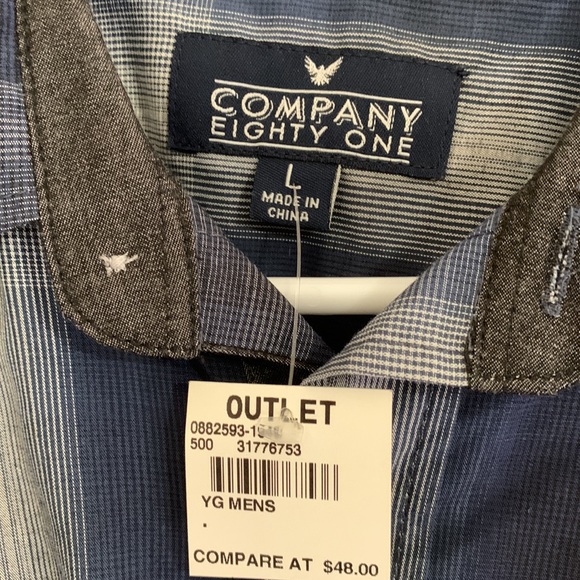 COMPANY EIGHTY ONE Men's Button-down Long Sleeve Shirt size L,  grey New - Picture 2 of 3